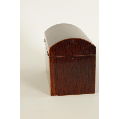 466 - A GEORGIAN PARTRIDGE WOOD DOME-TOP TEA CADDY with boxwood strung edgings, the hinged top revealing a... 