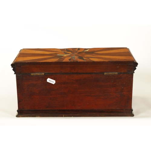 479 - AN EARLY 19TH CENTURY SPECIMEN TIMBER TEA CADDY FORMED AS SIDEBOARD with inlaid segmented top and sh... 