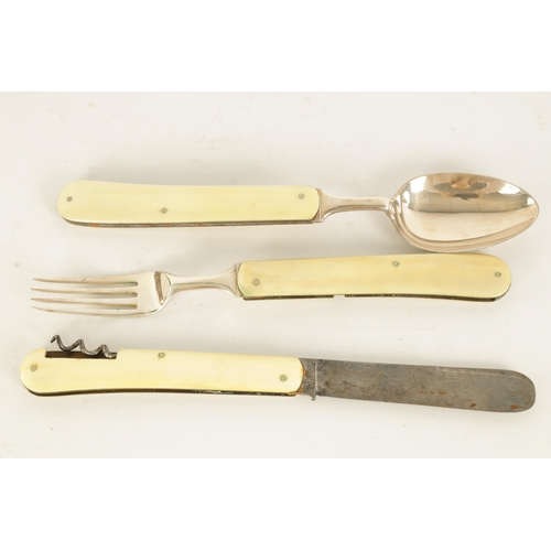 496 - TWO LATE 19TH CENTURY TRAVELLING KNIFE, FORK AND SPOON SETS both in original leather cases by Mappin... 