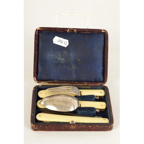 496 - TWO LATE 19TH CENTURY TRAVELLING KNIFE, FORK AND SPOON SETS both in original leather cases by Mappin... 