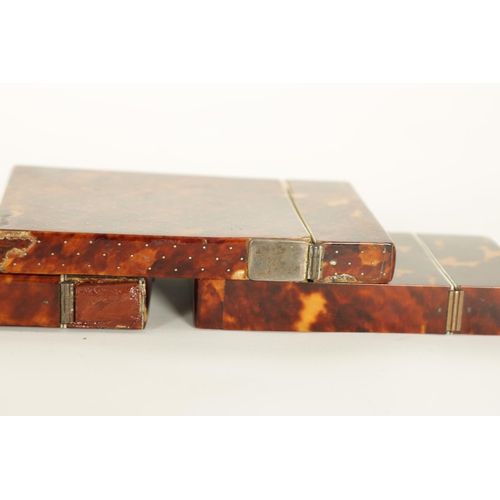 499 - A COLLECTION OF THREE 19TH CENTURY TORTOISESHELL CARD CASES one of plain form, another inlaid with f... 