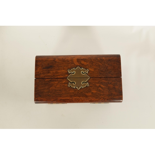 525 - A 19TH CENTURY OAK HABERDASHERY BOX retailed by F. ALDIS 11 BELGRAVE MANSIONS numbered Rd. 52066/889... 