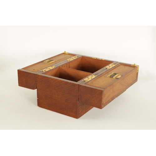 525 - A 19TH CENTURY OAK HABERDASHERY BOX retailed by F. ALDIS 11 BELGRAVE MANSIONS numbered Rd. 52066/889... 