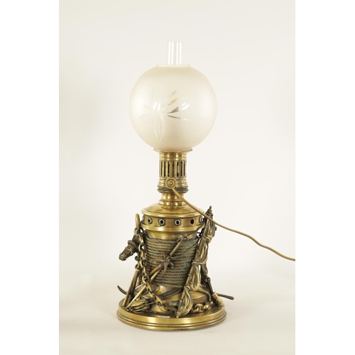 529 - A LATE 19TH CENTURY FRENCH BRONZE INDUSTRIAL LAMP MODELLED AS A CAPSTAN - AFTER BOLLARD with entwine... 