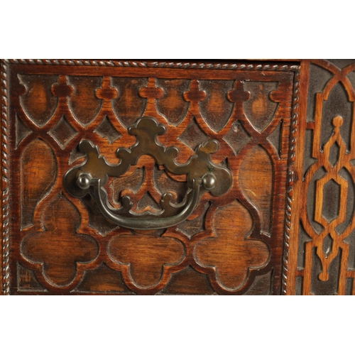 998 - AN UNUSUAL GEORGE III MAHOGANY CHIPPENDALE STYLE LOWBOY with all-over Gothic blind-fret decoration, ... 