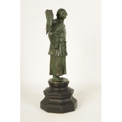 550 - CHARLES LEONARD HARTWELL RA (1873-1951) AN EARLY 20TH CENTURY PATINATED GREEN BRONZE FIGURE TITLED '... 