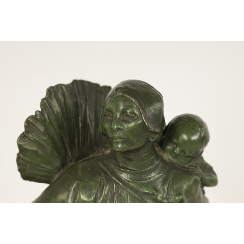 550 - CHARLES LEONARD HARTWELL RA (1873-1951) AN EARLY 20TH CENTURY PATINATED GREEN BRONZE FIGURE TITLED '... 