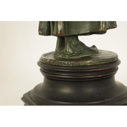 550 - CHARLES LEONARD HARTWELL RA (1873-1951) AN EARLY 20TH CENTURY PATINATED GREEN BRONZE FIGURE TITLED '... 