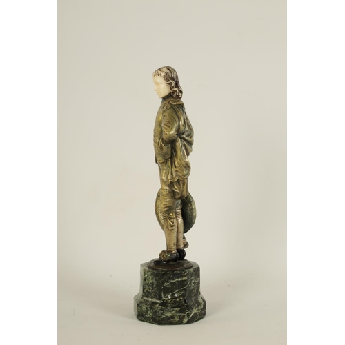 553 - PROFESSOR OTTO POERTZEL (1876-1963). AN ART DECO SILVERED BRONZE AND IVORY FIGURAL BRONZE depiciting... 