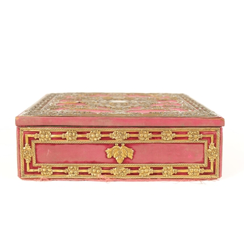 564 - AN AMERICAN ORMOLU-MOUNTED, RED VELVET AND CHROME HUMIDOR BY EDWARD F. CALDWELL & CO. NEW YORK of re... 