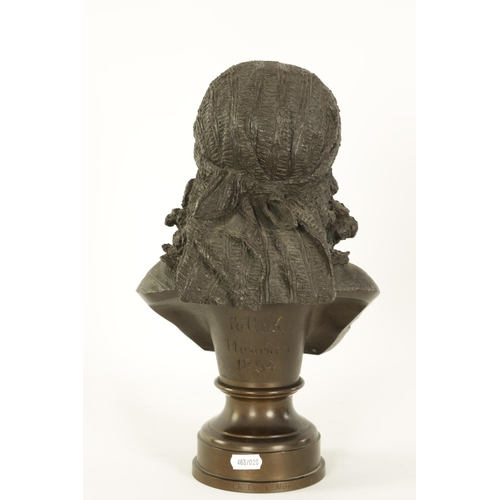 575 - JOHANN POLLAK (GERMAN born 1845) A LATE 19TH CENTURY BRONZE BUST OF A NEOPOLITAN GIRL raised on a ci... 