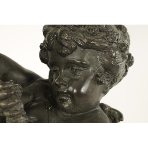 579 - A LARGE 19TH CENTURY BRONZE SCULPTURE IN THE MANNER OF CLODION of green and brown patination modelle... 