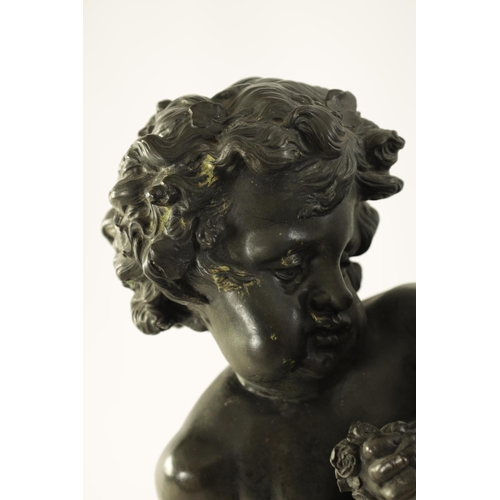 579 - A LARGE 19TH CENTURY BRONZE SCULPTURE IN THE MANNER OF CLODION of green and brown patination modelle... 