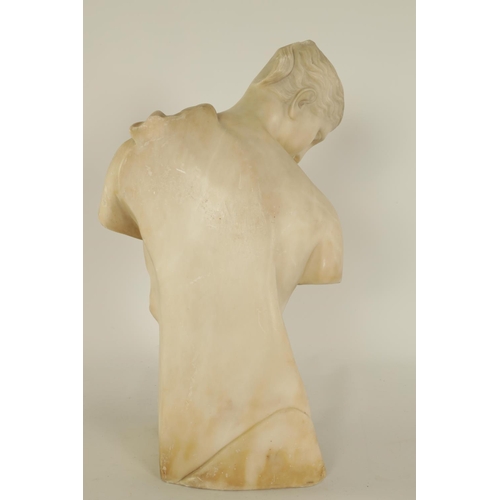 584 - AN 18TH/19TH CENTURY CARERA MARBLE SEMI-NUDE SCULPTURE the torso modelled in the Roman style depicti... 