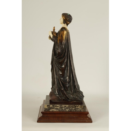 597 - ADOLF FERDINAND WALTER JAHN (1858 - 1941) AN ART NOUVEAU MIXED MEDIA SCULPTURE IN WOOD, MARBLE, BRON... 