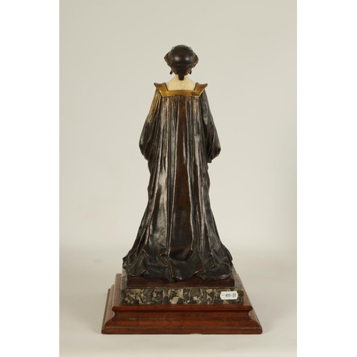 597 - ADOLF FERDINAND WALTER JAHN (1858 - 1941) AN ART NOUVEAU MIXED MEDIA SCULPTURE IN WOOD, MARBLE, BRON... 