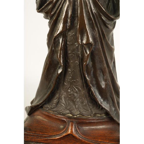 597 - ADOLF FERDINAND WALTER JAHN (1858 - 1941) AN ART NOUVEAU MIXED MEDIA SCULPTURE IN WOOD, MARBLE, BRON... 