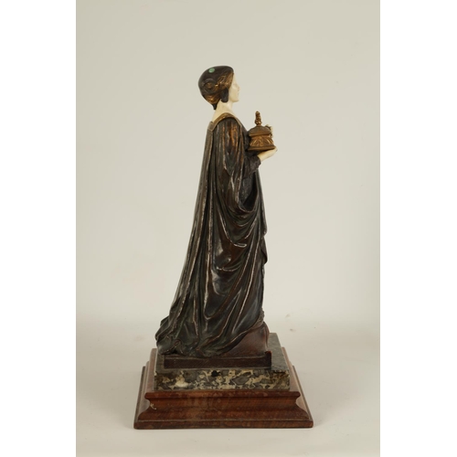 597 - ADOLF FERDINAND WALTER JAHN (1858 - 1941) AN ART NOUVEAU MIXED MEDIA SCULPTURE IN WOOD, MARBLE, BRON... 