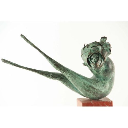 603 - CARLO ZOLI. ABSTRACT PATINATED BRONZE SCULPTURE 