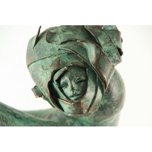 603 - CARLO ZOLI. ABSTRACT PATINATED BRONZE SCULPTURE 