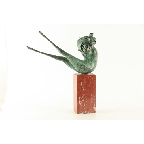 603 - CARLO ZOLI. ABSTRACT PATINATED BRONZE SCULPTURE 