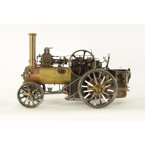 604 - A FINE HANDMADE LIVE-STEAM ENGINEER'S MODEL OF A ROAD TRACTOR constructed in bronze and steel with f... 