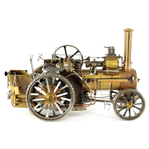 604 - A FINE HANDMADE LIVE-STEAM ENGINEER'S MODEL OF A ROAD TRACTOR constructed in bronze and steel with f... 