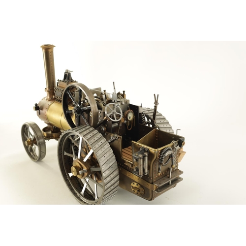 604 - A FINE HANDMADE LIVE-STEAM ENGINEER'S MODEL OF A ROAD TRACTOR constructed in bronze and steel with f... 