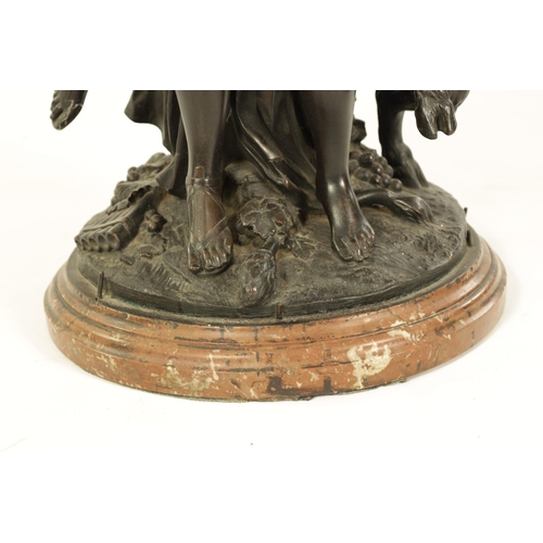 605 - AFTER CLAUDE MICHEL CLODION (1738-1814). A LARGE 19TH CENTURY PATINATED BRONZE BACCHANALIAN FIGURE G... 