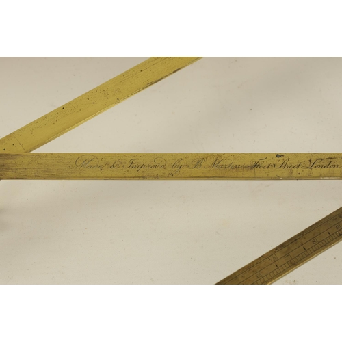 612 - A GEORGE III MAHOGANY CASED PANTOGRAPH BY BENJAMIN MARTIN circa 1780, in lacquered brass with cloth-... 