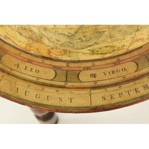 613 - A 19TH CENTURY 12” CARY’S NEW CELESTIAL GLOBE ON STAND with turned mahogany base. (46cm high )