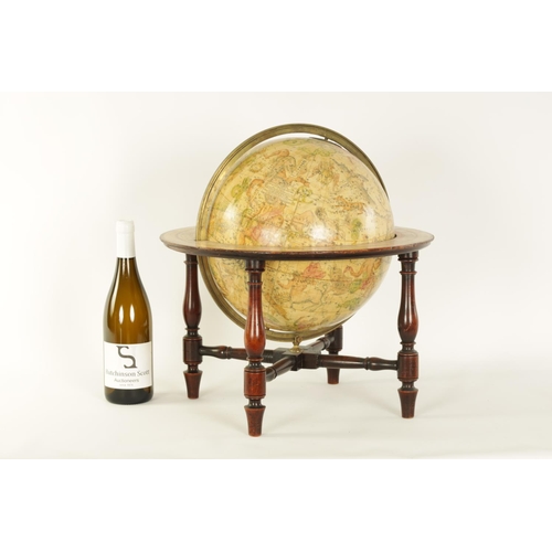 613 - A 19TH CENTURY 12” CARY’S NEW CELESTIAL GLOBE ON STAND with turned mahogany base. (46cm high )