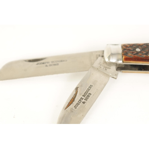 625 - AN UNUSED JOSEPH RODGERS TWIN BLADE FOLDING KNIFE still in the factory wrapping, having a chequered ... 