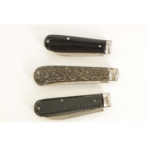 630 - A COLLECTION OF THREE JOSEPH RODGERS FOLDING PEN KNIVES one double bladed with black grip, another w... 