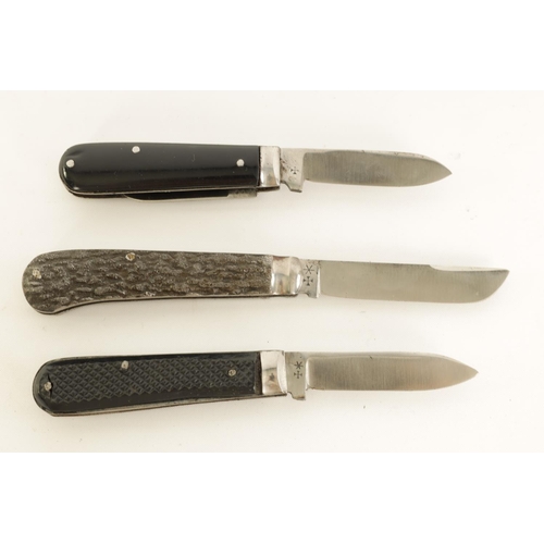 630 - A COLLECTION OF THREE JOSEPH RODGERS FOLDING PEN KNIVES one double bladed with black grip, another w... 