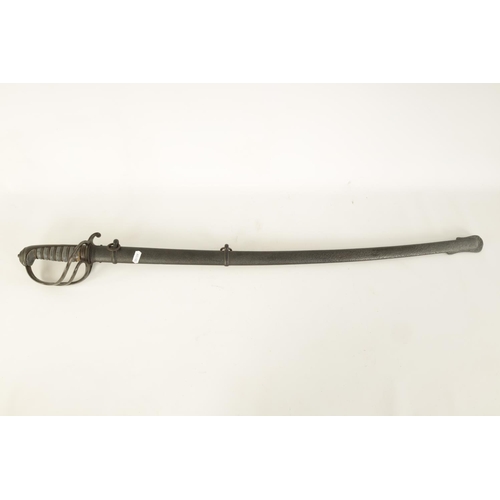 650 - A 19TH CENTURY OFFICERS ARTILLERY DRESS SWORD the 82cm fullered steel blade etched with scrolls and ... 