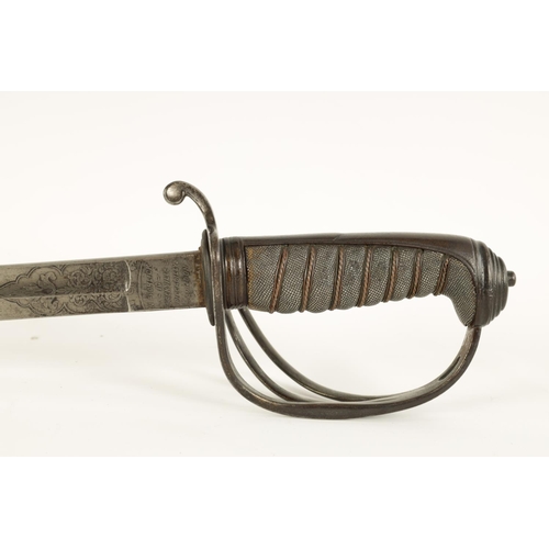 650 - A 19TH CENTURY OFFICERS ARTILLERY DRESS SWORD the 82cm fullered steel blade etched with scrolls and ... 