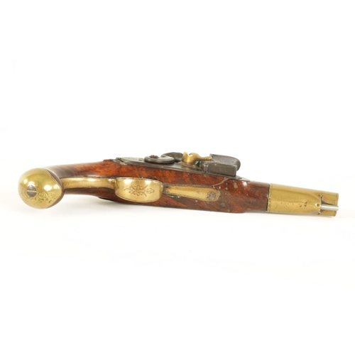 661 - A 19TH CENTURY FRENCH FLINTLOCK PISTOL the steel barrel with octagonal breech and engraved brass sle... 