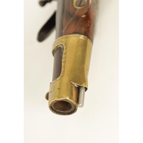 661 - A 19TH CENTURY FRENCH FLINTLOCK PISTOL the steel barrel with octagonal breech and engraved brass sle... 