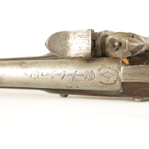 663 - AN EARLY 19TH CENTURY TURKISH FLINTLOCK PISTOL having a 25cm steel barrel with Eastern script with s... 