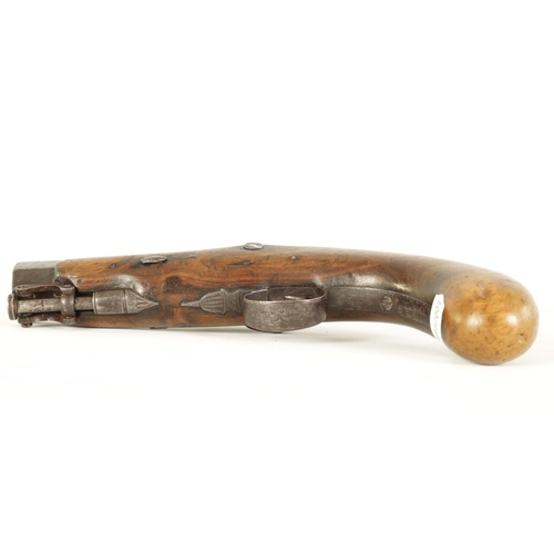 664 - DURS EGG, LONDON. AN EARLY 19TH CENTURY PERCUSSION CAP OVERCOAT PISTOL the 10cm barrel with stamped ... 