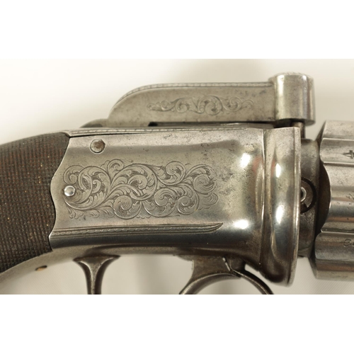 667 - A 19TH CENTURY FOUR-SHOT PEPPERBOX REVOLVER BY J. BLANCH & SON, GRACECHURCH ST. LONDON the 8cm steel... 