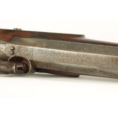 669 - J BLANCH, LONDON. A LATE 18TH/EARLY 19TH CENTURY OFFICER'S PERCUSSION PISTOL with octagonal sighted ... 