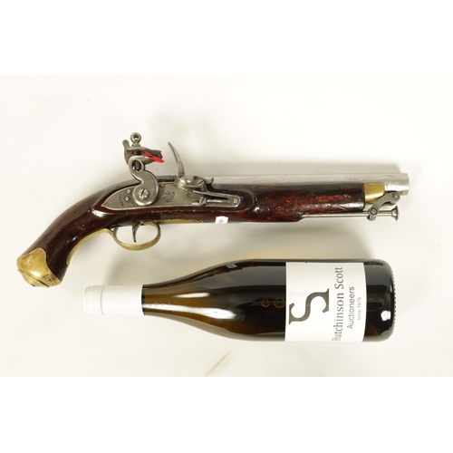 673 - AN EARLY 19TH CENTURY NEW LAND PATTERN FLINTLOCK SERVICE PISTOL BY TOWER with plain steel barrel and... 