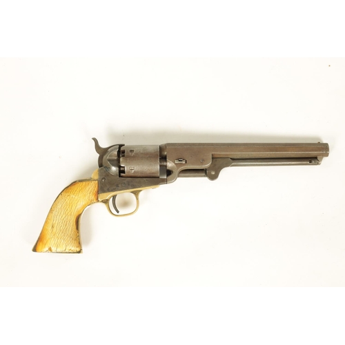 676 - A COLT 1851 MODEL NAVY PERCUSSION REVOLVER NO. 198927 the octagonal barrel with New-York address, si... 