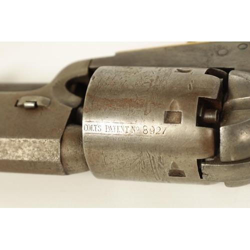 676 - A COLT 1851 MODEL NAVY PERCUSSION REVOLVER NO. 198927 the octagonal barrel with New-York address, si... 