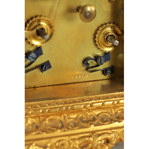 692 - HENRY MARC, PARIS. A MID 19TH CENTURY GILT BRASS FIGURAL CARRIAGE CLOCK with hinged reversed double-... 