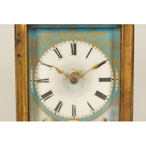 694 - A 19TH CENTURY FRENCH GILT BRASS GORGE CASE REPEATING CARRIAGE CLOCK WITH ALARM the Sevres style por... 