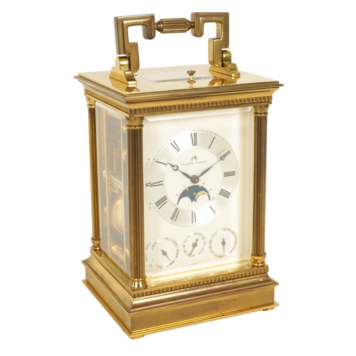 700 - MATHEW NORMAN. A 20TH CENTURY FRENCH REPEATING CARRIAGE CLOCK WITH MOONPHASE AND CALENDARWORK the su... 