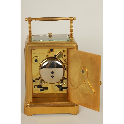 701 - ATT. PAUL GARNIER AND RETAILED BY DENT. A 19TH CENTURY FRENCH REPEATING CARRIAGE CLOCK WITH CHAFF-CU... 